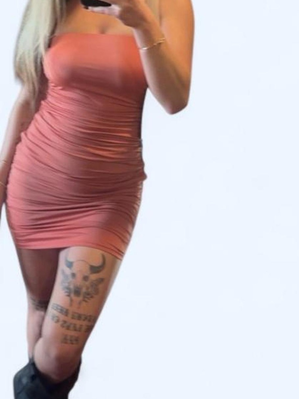 Windsor Strapless Ruched Mini Dress - Coral Pink